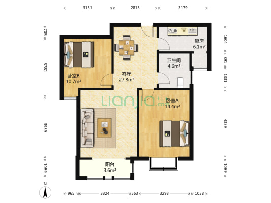 和骏新家园 2室1厅1卫 94平方