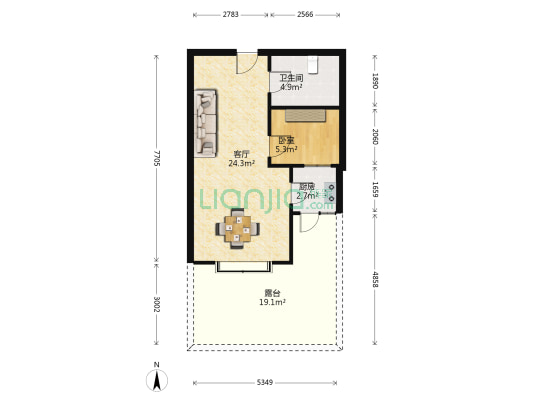 动力院景二期汇善南园 1室1厅1卫 45平方