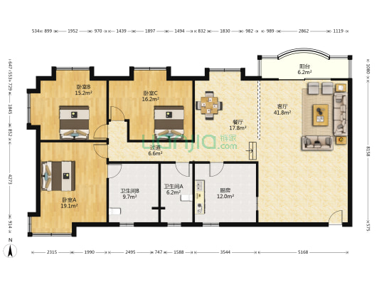 世纪华庭 3室2厅2卫 209平方