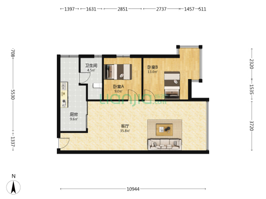经济桥 2室1厅1卫 86平方