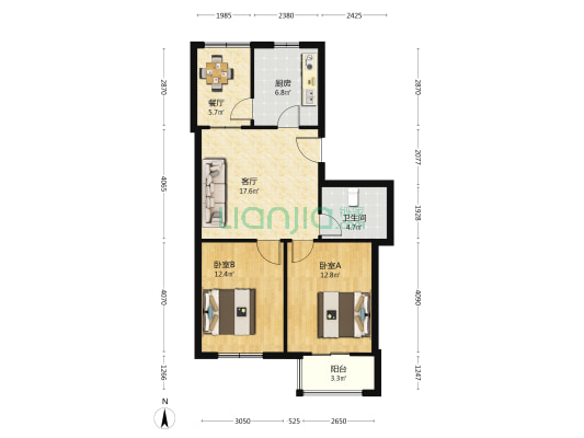金海苑 2室2厅1卫 82平方