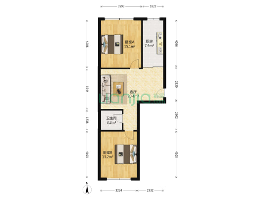 长江小区 2室1厅1卫 84平方