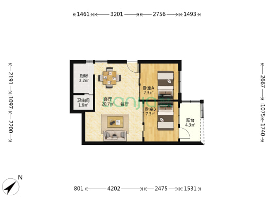 下渡路 2室1厅1卫 52平方