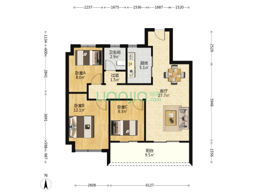玄武映园 3室1厅1卫 98平方