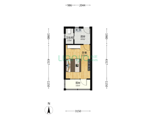 汉口路425号 1室0厅1卫 29平方