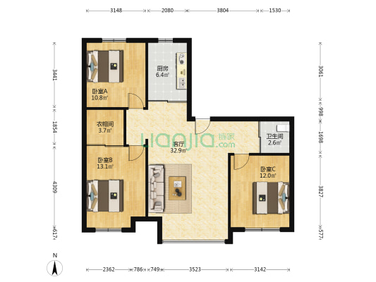隆晟·高新名邸 3室1厅1卫 115平方