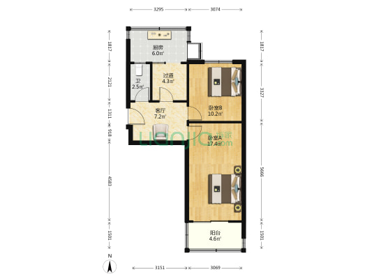 无线电一厂宿舍 2室1厅1卫 57平方