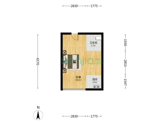 湖景12 1室0厅1卫 46平方