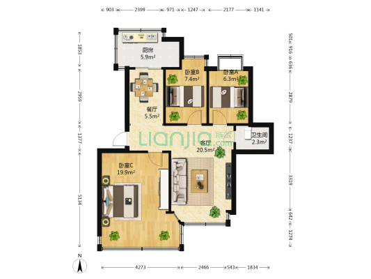 东寺街49-50号 3室2厅1卫 62平方