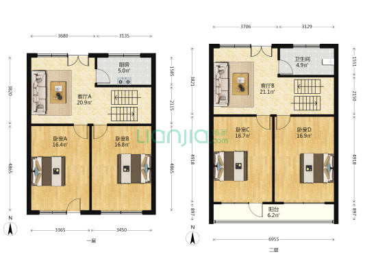 获鹿镇四街 4室2厅1卫 163平方