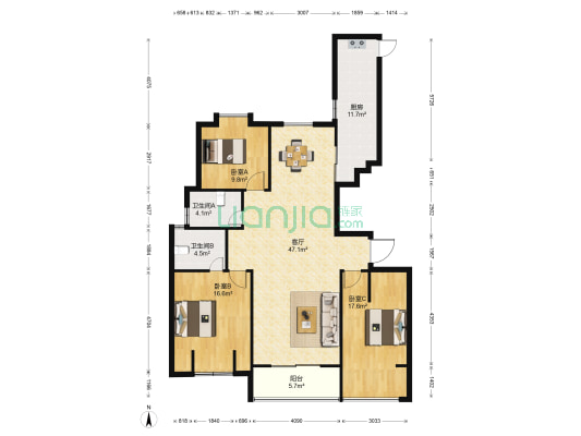 盛世壹品 3室1厅2卫 136平方