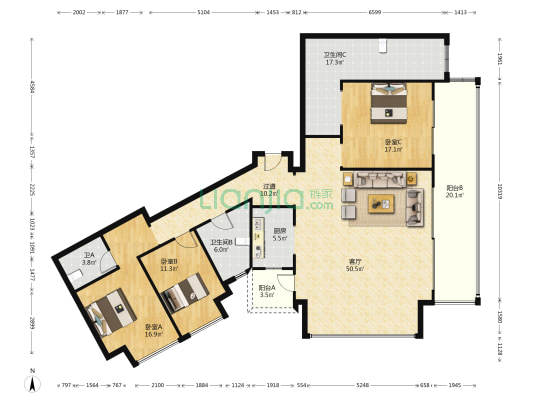 同森锦樾壹号一期 3室1厅3卫 198平方