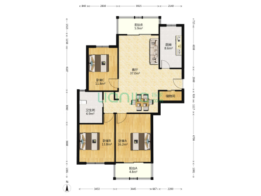 佳达新苑 3室1厅1卫 131平方