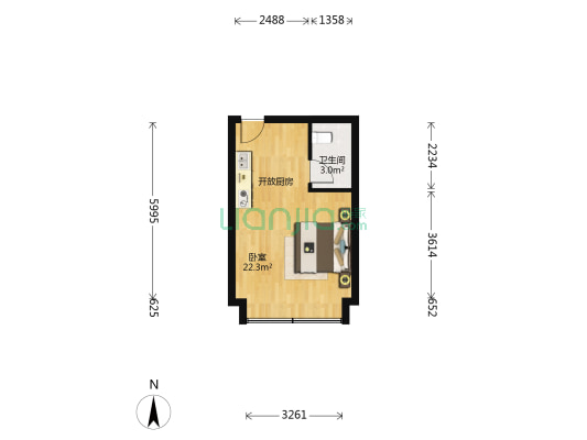金久国际大厦 1室0厅1卫 37平方