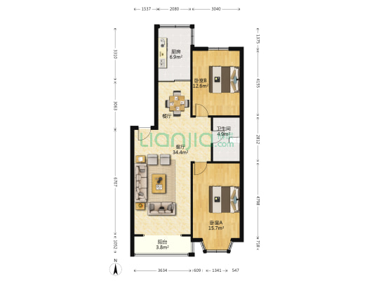 君临天下熙城桃源 2室1厅1卫 97平方
