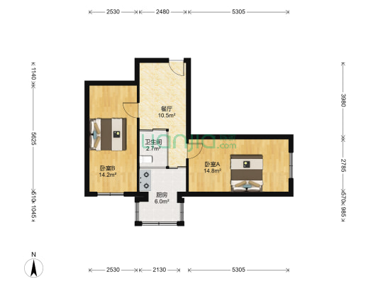 宏达华联楼 2室1厅1卫 67平方