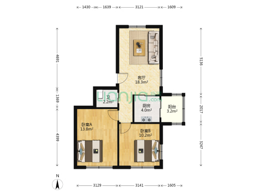 南城家园D区 2室1厅1卫 71平方