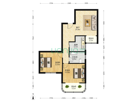 富丽花苑 2室1厅1卫 93平方