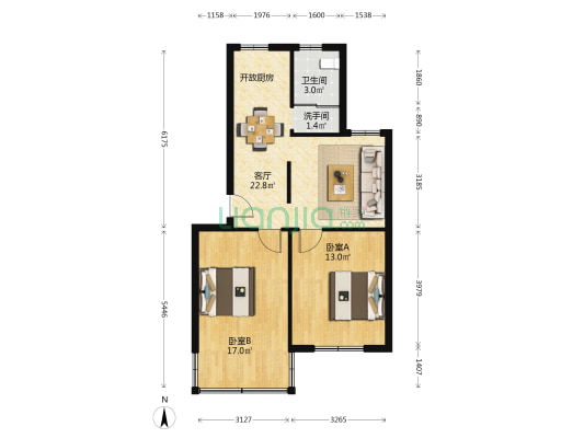 古娄二村三区 2室1厅2卫 69平方
