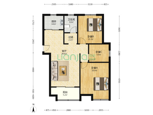 西城东苑 3室1厅1卫 110平方
