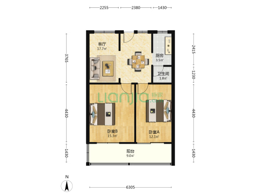 中凌云巷 2室1厅1卫 67平方