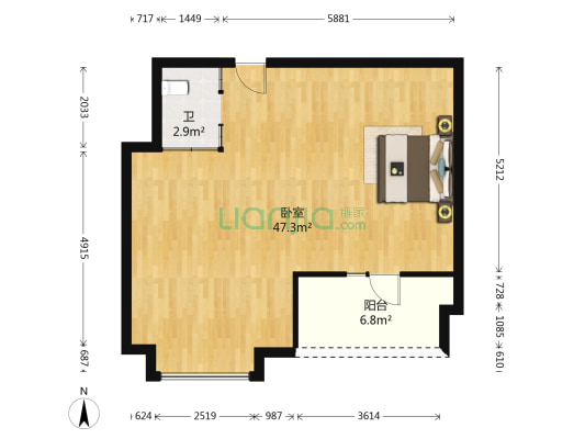 庞大领航 1室0厅1卫 75平方