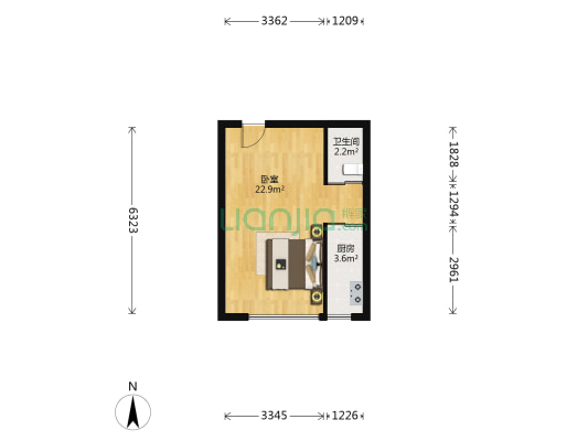 中房海梦城 1室0厅1卫 45平方