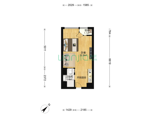 金莎公馆 1室0厅1卫 45平方