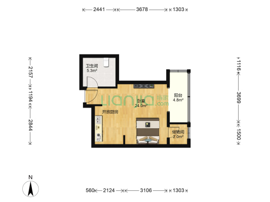 红杉国际公寓 1室0厅1卫 56平方