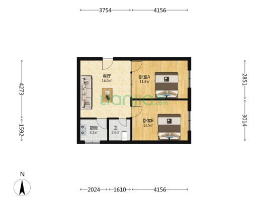 张掖路小区 2室1厅1卫 68平方