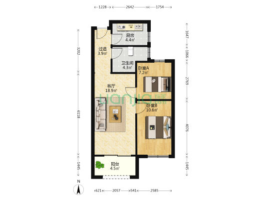 惠诚雅苑 2室1厅1卫 71平方
