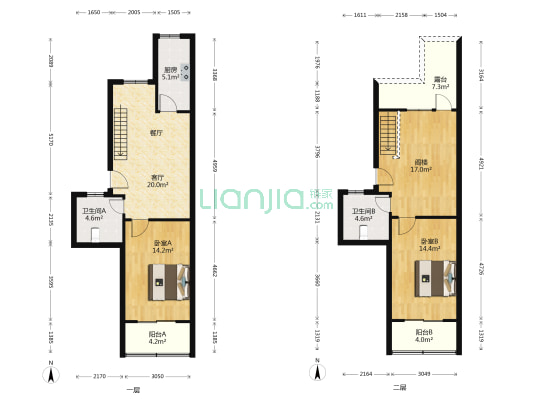 金辰园 2室1厅2卫 111平方