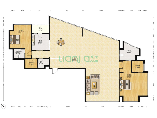 望江名门 2室1厅3卫 295平方