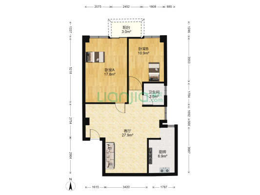 东珠华庭 2室1厅1卫 82平方