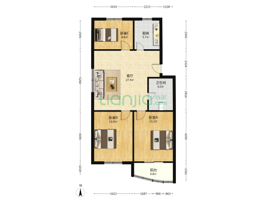 施庄巷 3室1厅1卫 98平方
