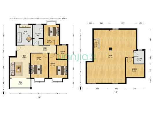 湖畔家园 3室1厅2卫 110平方