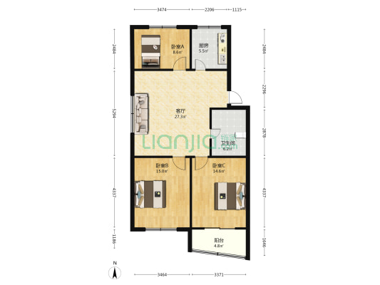 施庄东巷 3室1厅1卫 98平方