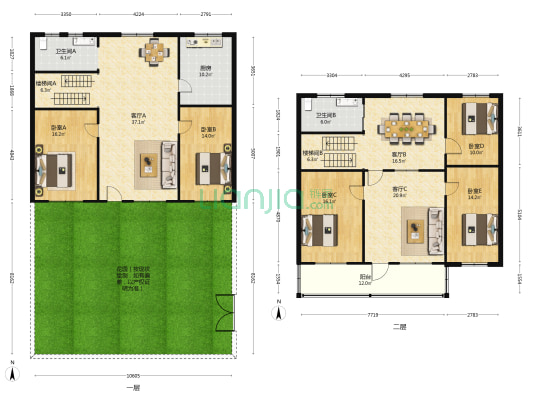 湖滨小区 5室3厅2卫 228平方