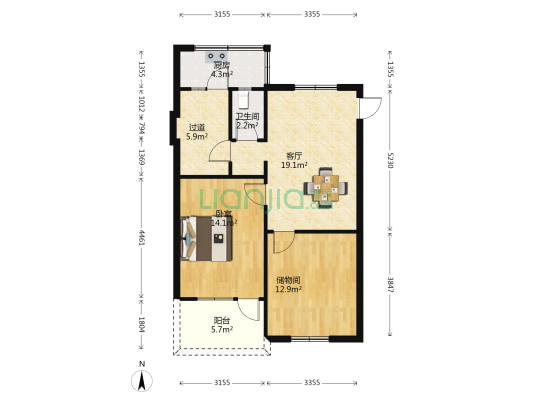 磨子巷7号 1室1厅1卫 73平方