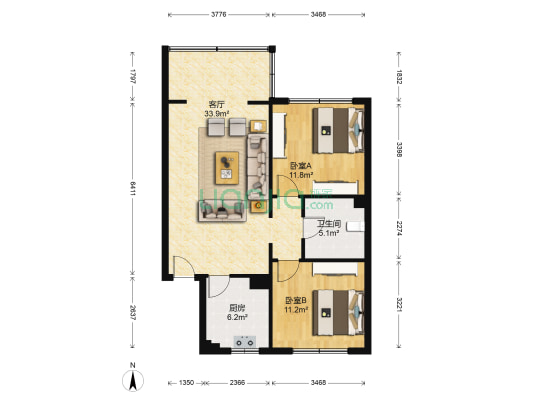 石人东路11号 2室1厅1卫 75平方