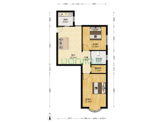 浦联公寓 2室1厅1卫 94平方
