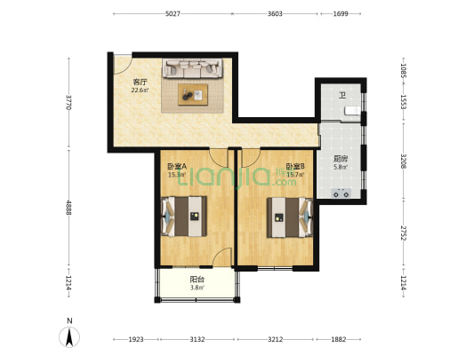 大庆中路130号 2室1厅1卫 80平方
