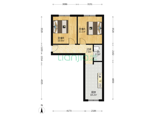 长石村 2室0厅1卫 52平方