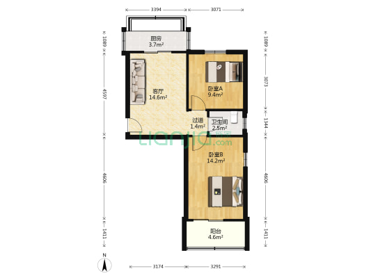 交通大学口腔医院家属院 2室1厅1卫 60平方