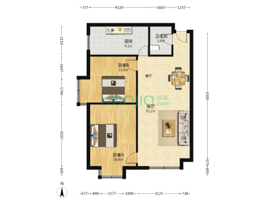 兴隆怡景 2室1厅1卫 95平方