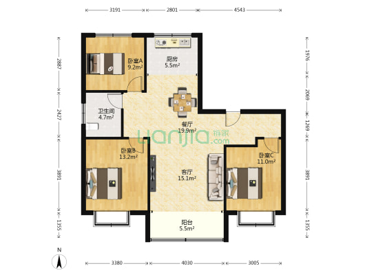 金城·春和园 3室2厅1卫 120平方