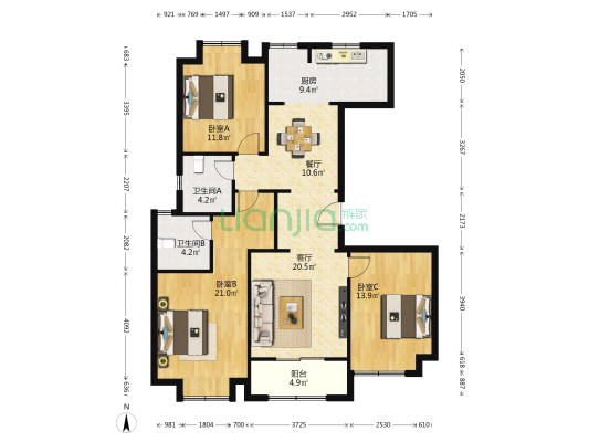 浅水湾名门世家 3室2厅2卫 131平方