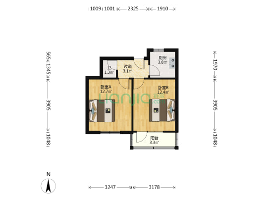 山师东路3号 2室0厅1卫 46平方