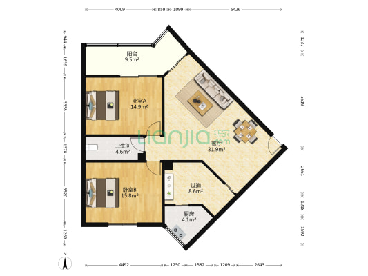 大田坎街95号 2室1厅1卫 99平方