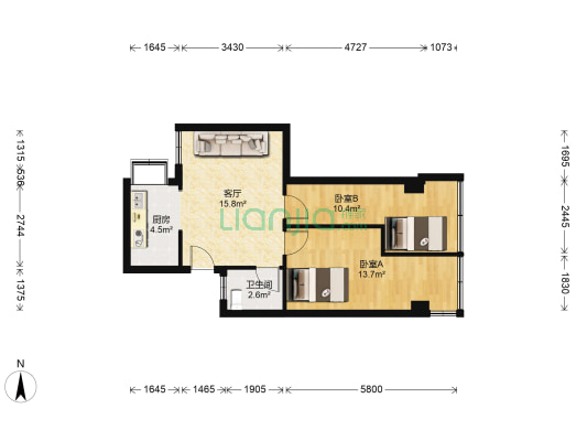 街道口小区 2室1厅1卫 56平方